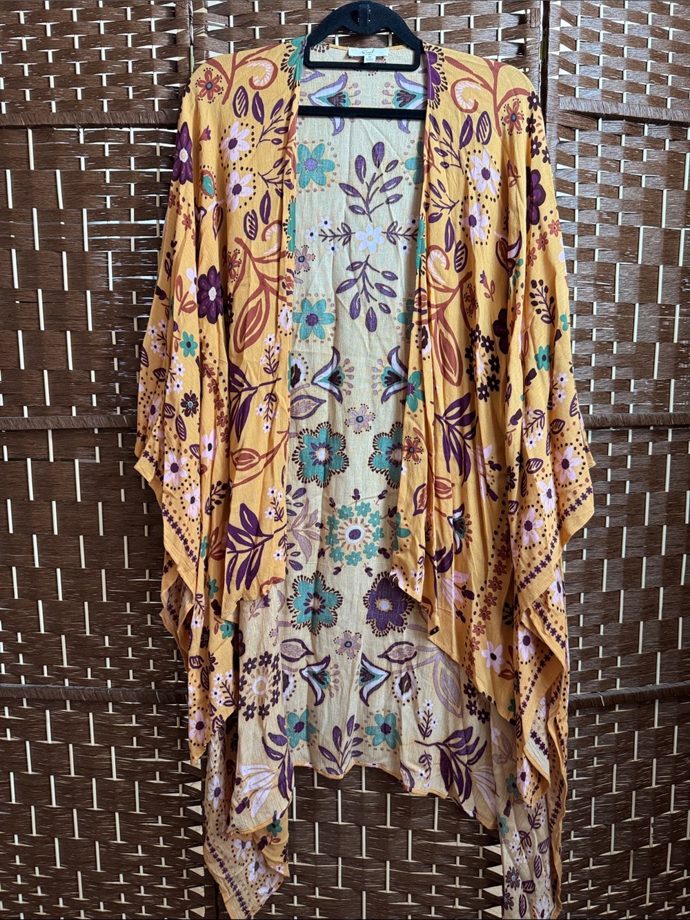 Easel Boho Floral Warm Fall Colored Kimono Size Medium